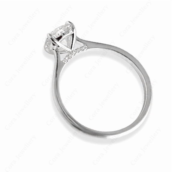 Cora Jewellery 2CT Bridge Diamond Heart Moissanite Solitaire Engagement Ring For Women, 14K White Gold