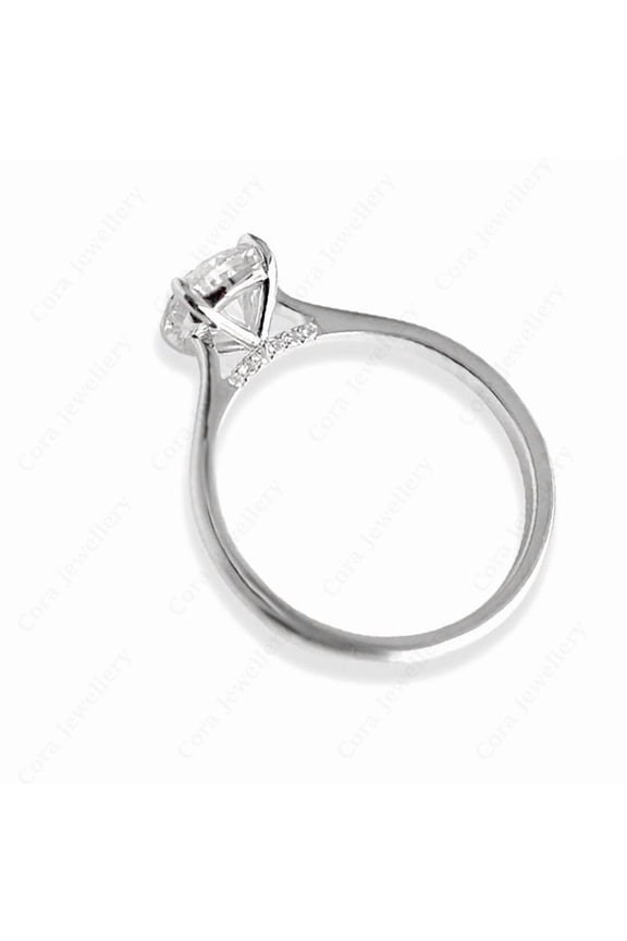 2CT Bridge Diamond Heart Moissanite Solitaire Engagement Ring For Women, 18K White Gold