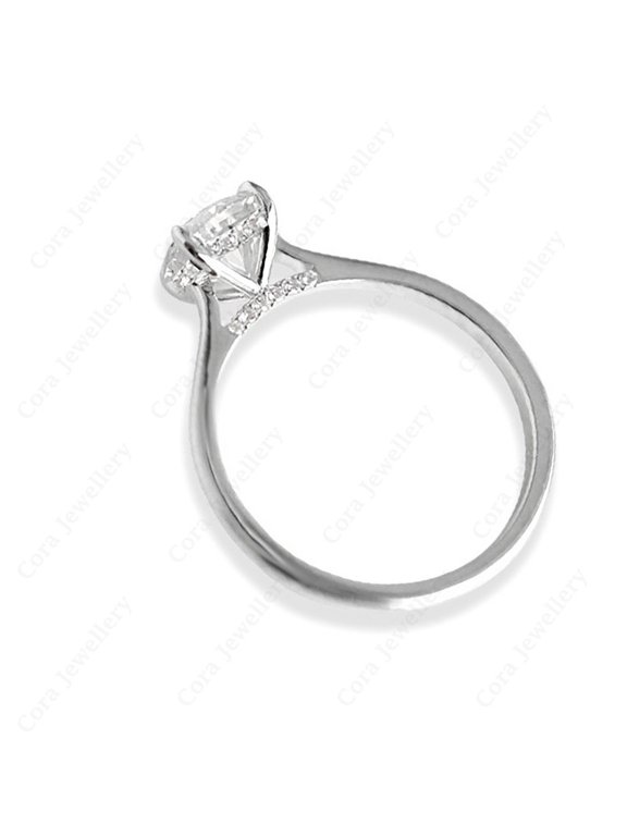 2CT Bridge Diamond Princess Moissanite Hidden Halo Engagement Ring For Women, 18K White Gold