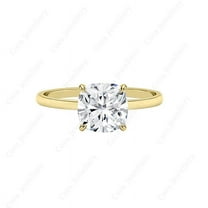 Cora Jewellery 2CT Cushion Moissanite Bridge Diamond Solitaire Engagement Ring For Women, 14K Yellow Gold
