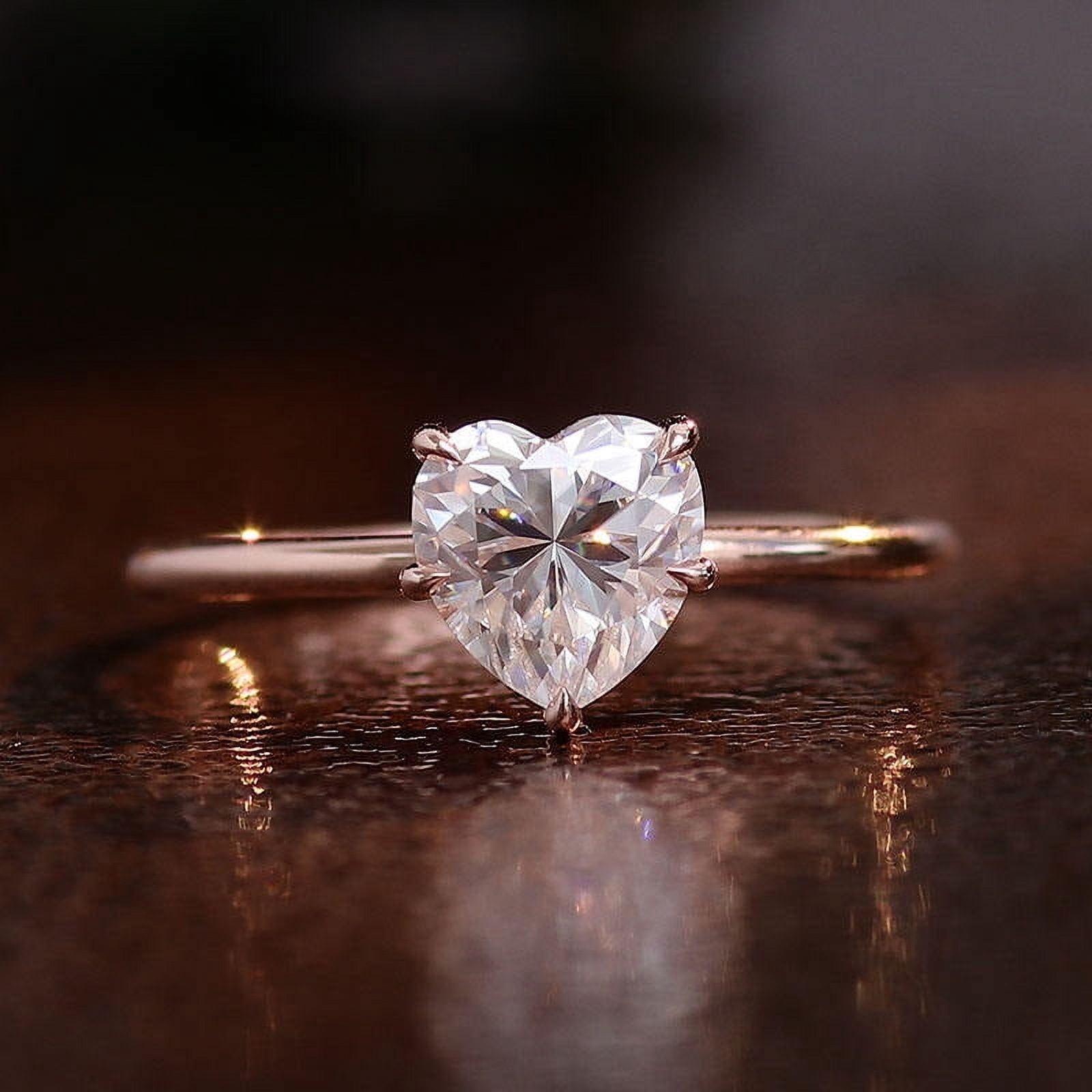Cora Jewellery 2CT Heart Moissanite Hidden Halo Engagement Ring For Women, 10K White Gold