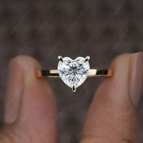 Cora Jewellery 2CT Heart Moissanite Simple Solitaire Engagement Ring For Women, 10K Yellow Gold