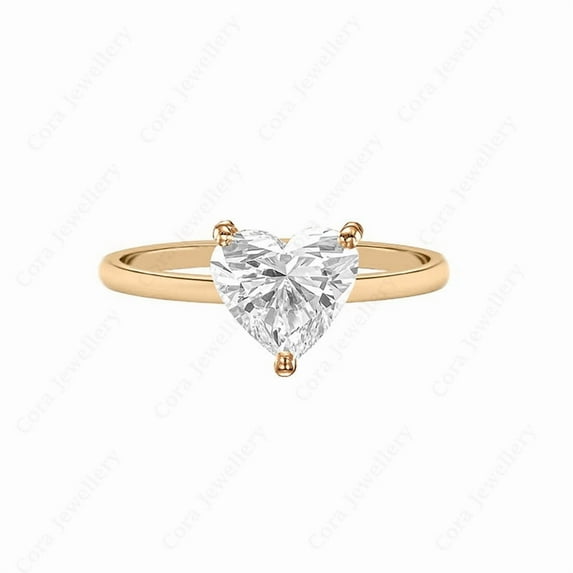 Cora Jewellery 2CT Hidden Halo Heart Moissanite Engagement Ring For Women, 18K Rose Gold
