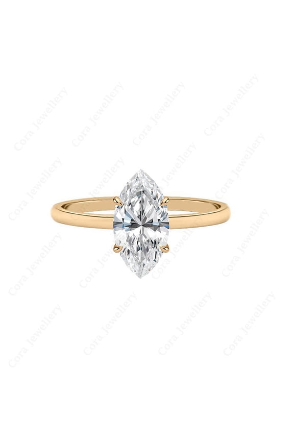 2CT Hidden Halo With Bridge Diamond Marquise Moissanite Engagement Ring For Women, 10K Rose Gold