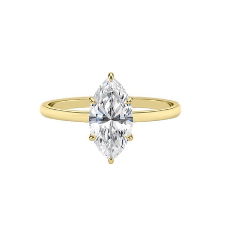 Cora Jewellery 2CT Marquise Moissanite Ring, Solitaire Engagement Ring for Women, 10K Yellow Gold, 5 US
