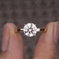 thumbnail image 1 of Cora Jewellery 2CT Round Moissanite Bridge Diamond Hidden Halo Engagement Ring For Women, 10K Yellow Gold, 1 of 5