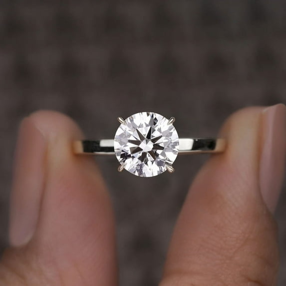 Cora Jewellery 2CT Round Moissanite Hidden Halo Engagement Ring for Women, 14K White Gold, 4 US