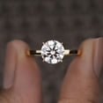 thumbnail image 1 of Cora Jewellery 2CT Round Moissanite Hidden Halo Engagement Ring For Women, 18K Yellow Gold, 1 of 5