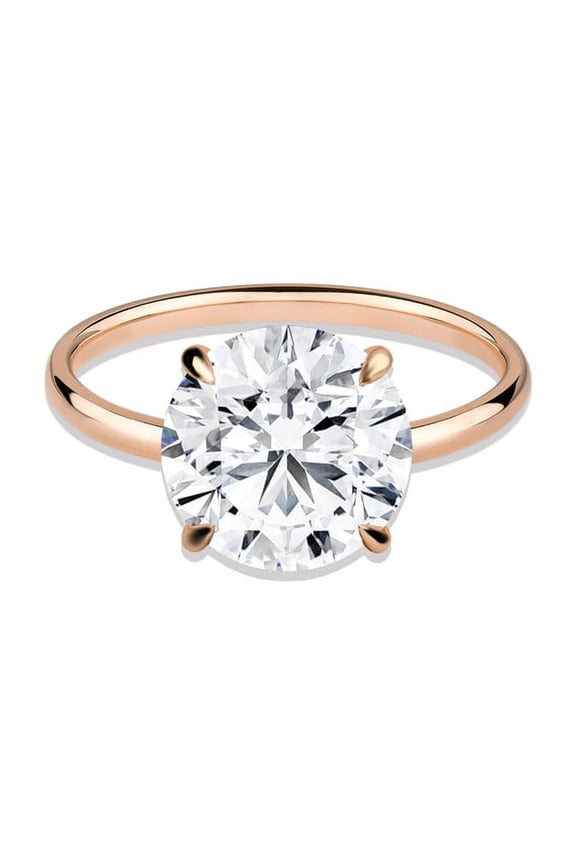2CT Round Moissanite Hidden Halo Engagement Ring for Women, 10K Rose Gold, 12 US