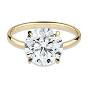 CORA JEWELLERY 2CT Round Moissanite Hidden Halo Engagement Ring for Women, 10K Yellow Gold, 5 US