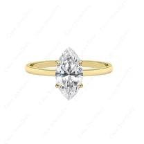 Cora Jewellery 2CT Marquise Moissanite Simple Solitaire Engagement Ring For Women, 14K Yellow Gold
