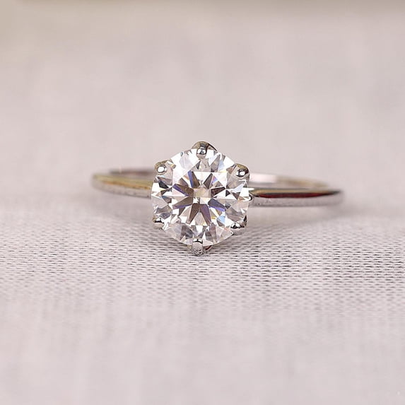 Cora Jewellery 2CT Tullip Setting Round Moissanite Solitaire Engagement Ring For Women , 14K White Gold