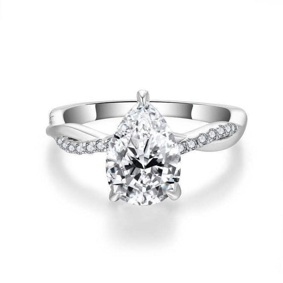 Cora Jewellery 2CT Twisted Shank Pear Moissanite Engagement Ring For Women, 14K Yellow Gold