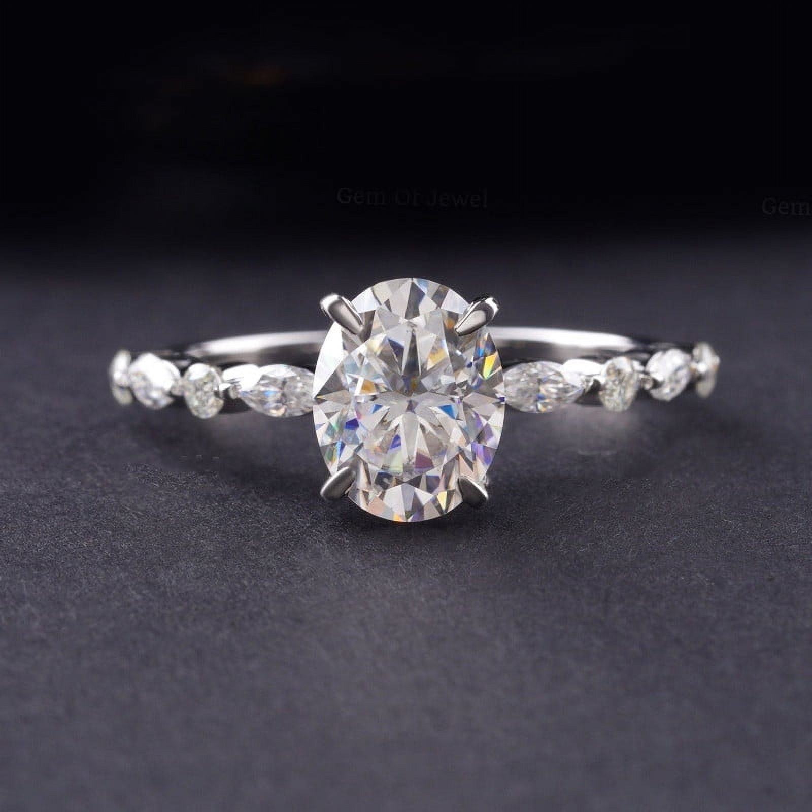 Cora Jewellery 2TCW Oval Moissanite Engagement Ring For Women, 14K Yellow Gold