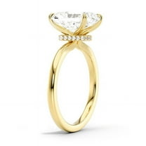 Cora Jewellery 3.5CT Radiant Moissanite Engagement Ring for Women, Solitaire Hidden Halo Ring, 10K Yellow Gold