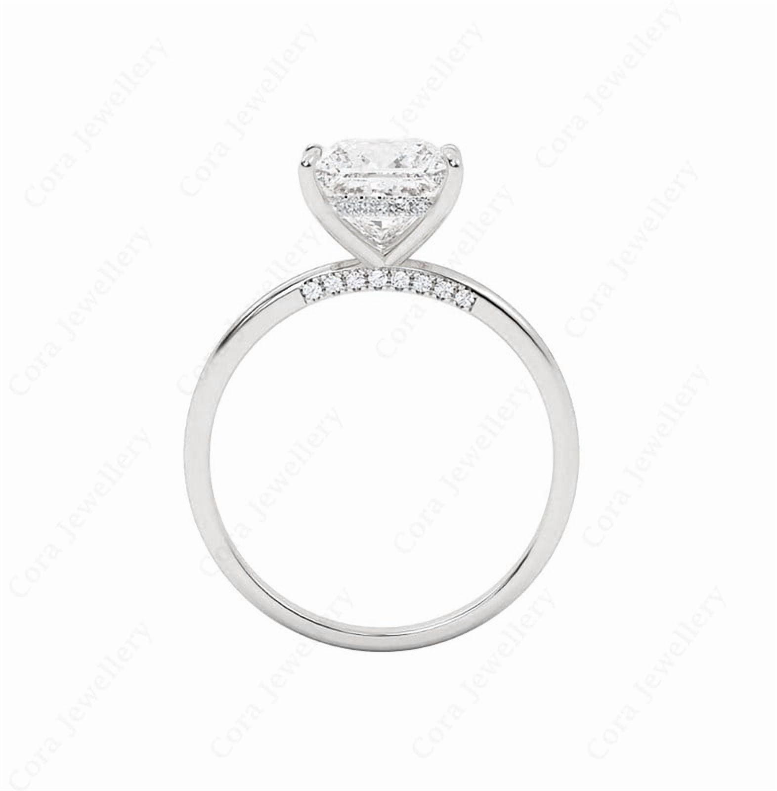 Cora Jewellery 3CT Bridge Diamond Oval Moissanite Hidden Halo Engagement Ring For Women, 10K White Gold