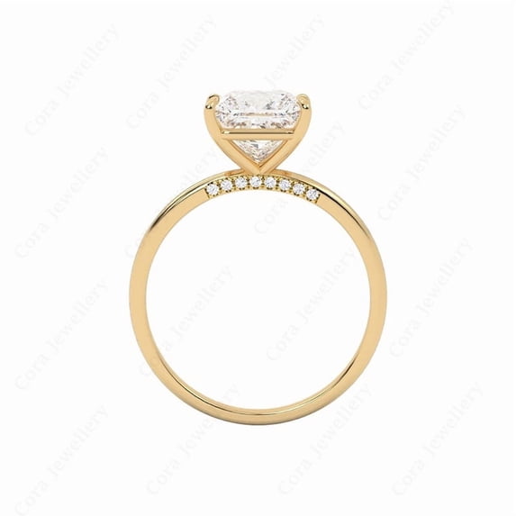 Cora Jewellery 3CT Bridge Diamond Pear Moissanite Solitaire Engagement Ring For Women, 14K Yellow Gold