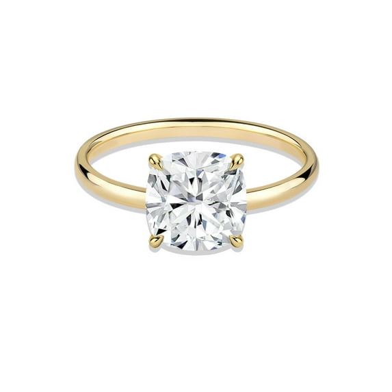 Cora Jewellery 3CT Cushion Moissanite Hidden Halo Engagement Ring for Women, 10K Yellow Gold, 10.5 US