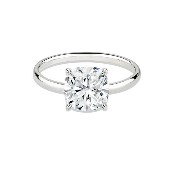 Cora Jewellery 3CT Cushion Moissanite Hidden Halo Engagement Ring for Women, 14K White Gold, 9 US