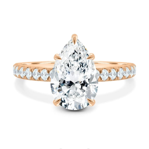 Cora Jewellery 3CT Pear Moissanite Engagement Ring For Women, 18K Rose Gold