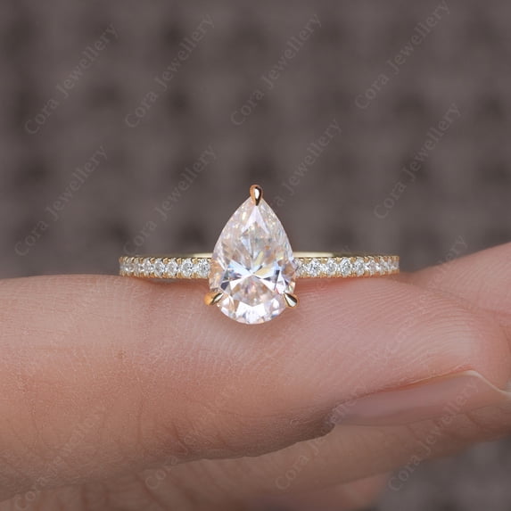 Pear Application Cora Jewellery 3CT Pear Moissanite Solitaire Engagement Ring For Women ...