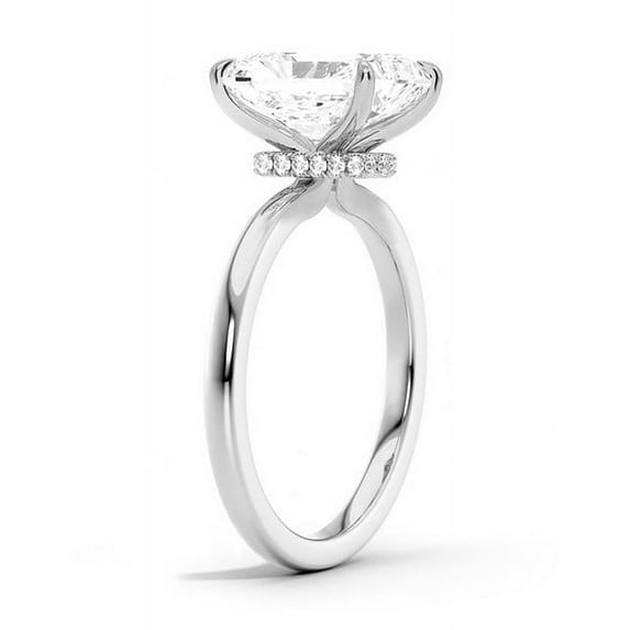 Cora Jewellery 4.8CT Radiant Moissanite Engagement Ring for Women, Solitaire Hidden Halo Ring, 10K White Gold