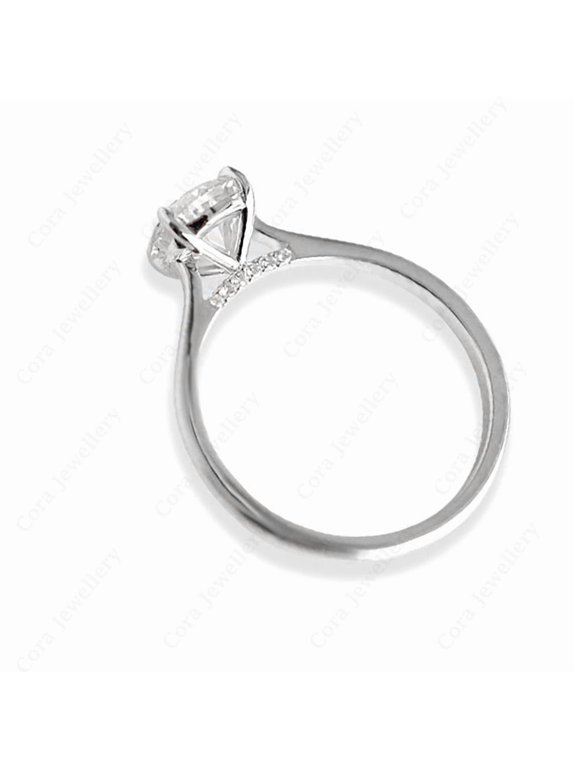 4CT Bridge Diamond Emerald Moissanite Solitaire Engagement Ring For Women, 14K White Gold