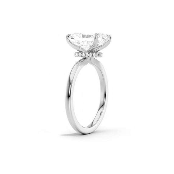 Cora Jewellery 4CT Emerald cut Moissanite Engagement Ring for Women, Hidden Halo Ring, 10K White Gold, 8.5 US