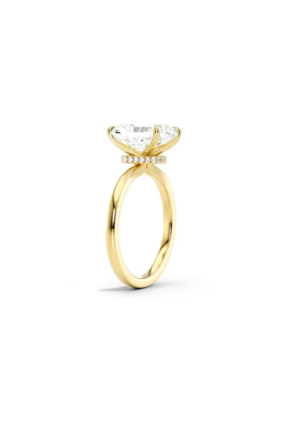 4CT Emerald cut Moissanite Engagement Ring for Women, Hidden Halo Ring, 14K Yellow Gold, 7 US
