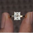 thumbnail image 1 of Cora Jewellery 4CT Cathedral Set Emerald Moissanite Solitaire Engagement Ring for Women, 14K Yellow Gold, 1 of 5