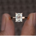 thumbnail image 1 of Cora Jewellery 4CT Cathedral Set Emerald Moissanite Solitaire Engagement Ring for Women, 18K Rose Gold, 1 of 5