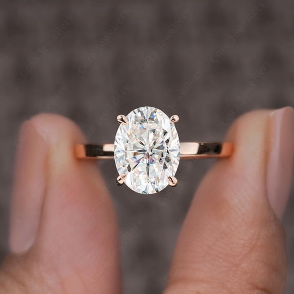Cora Jewellery 4CT Oval Moissanite Engagemet Ring For Women, 10K Rose Gold, 5 US