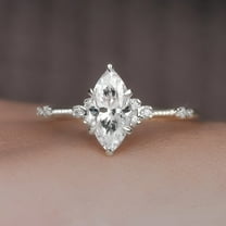 Cora Jewellery Art Deco 1.0CT Marquise Cut Engagement Ring for Women, 10K White Gold, 4 US