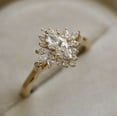 thumbnail image 1 of Cora Jewellery Art Deco Marquise Moissanite Engagement Ring For Women, 18K Yellow Gold, 1 of 5