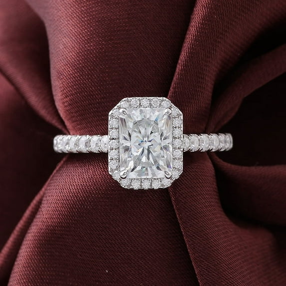 Cora Jewellery Dainty 1CT Radiant Moissanite Halo Engagement Ring For Women, 10K Rose Gold