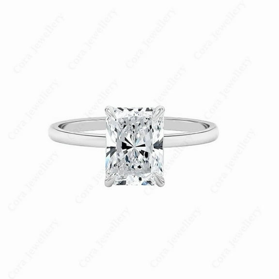 Cora Jewellery Tulip Basket 2.5CT Radiant Moissanite Solitaire Engagement Ring For Women, 14K White Gold