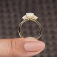 thumbnail image 1 of Cora Jewellery Tulip Setting Three Stone Oval Moissanite Engagement Ring for Women, 18K Yellow Gold, 1 of 6