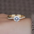 thumbnail image 1 of Cora Jewellery Twisted Shank 1.0CT Round Moissanite Engagement Ring for Women, 18K Yellow Gold, 4.5 US, 1 of 9