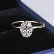 Cora Jewellery Unique Double Prong Oval Moissanite Engagement Ring For Women, 14K Yellow Gold