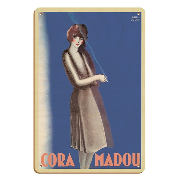 Cora Madou - Cabaret Chanteuse Singer - Vintage French Music Poster by Paul Colin c.1929 - 8 x 12 inch Vintage Wood Art Sign