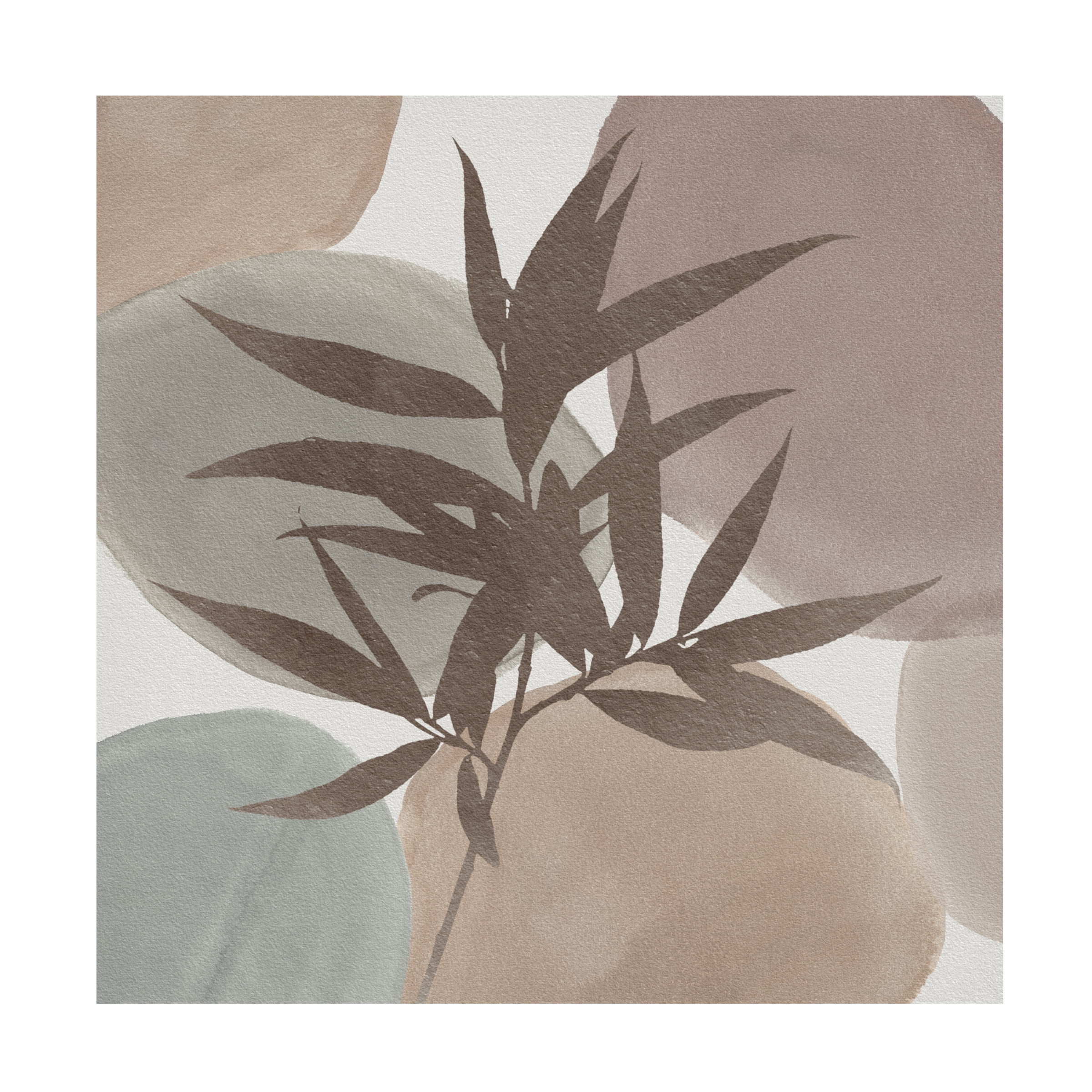 Abstract Bamboo Leaves on Watercolor Canvas Print, 24" x 24"