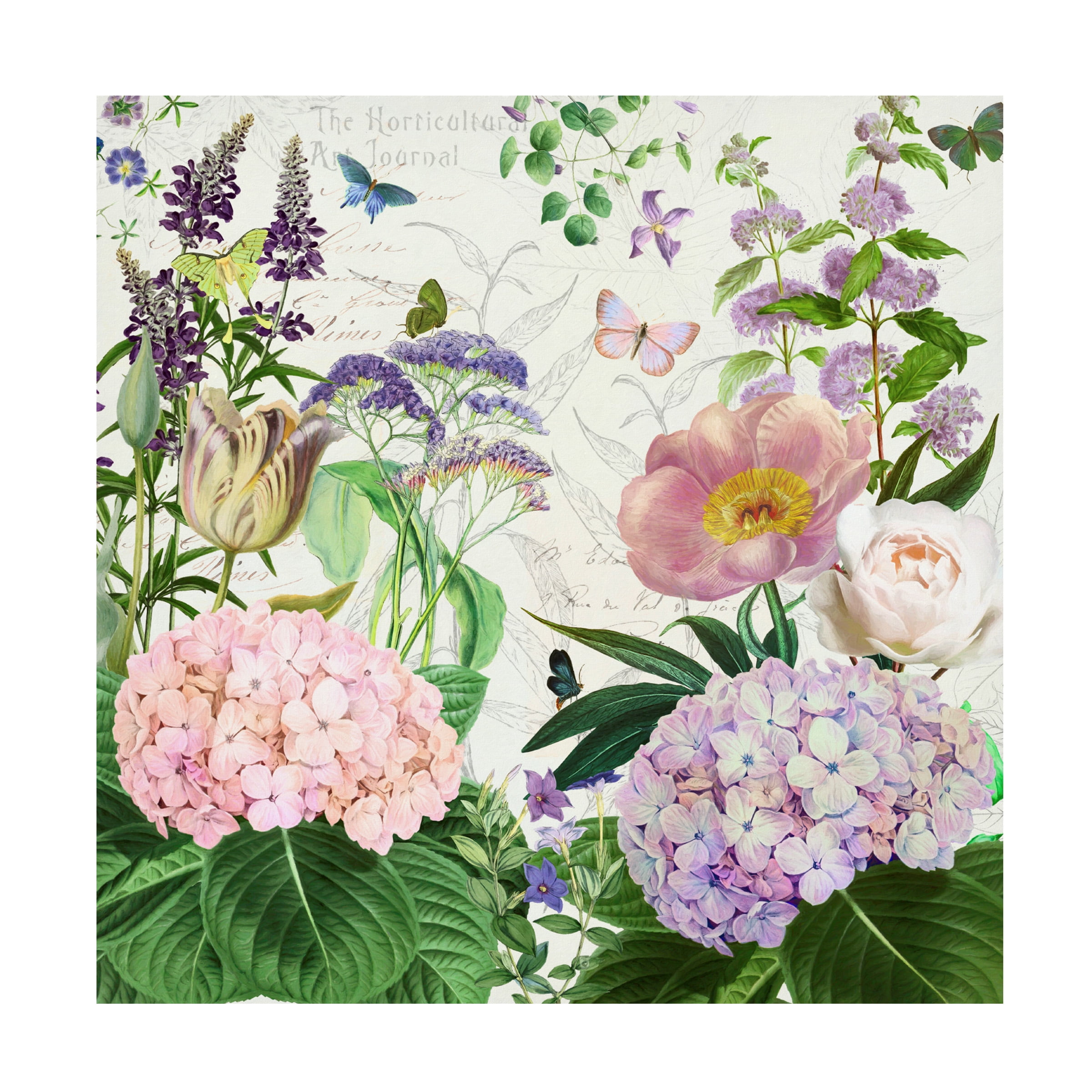 Botanical Garden Pastel Floral Canvas Print 24" x 24"
