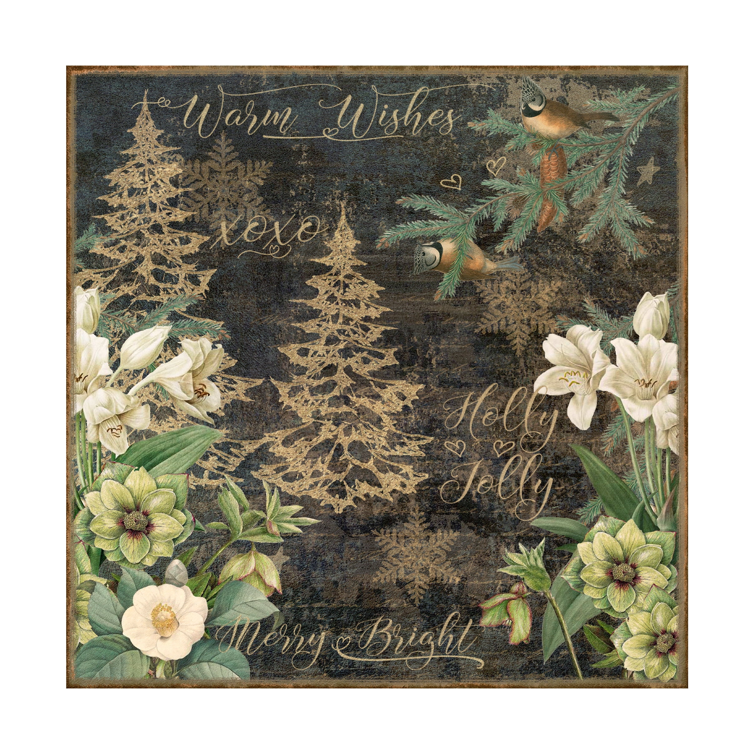 Cora Niele 'Golden Chirstmas Trees' Canvas Art