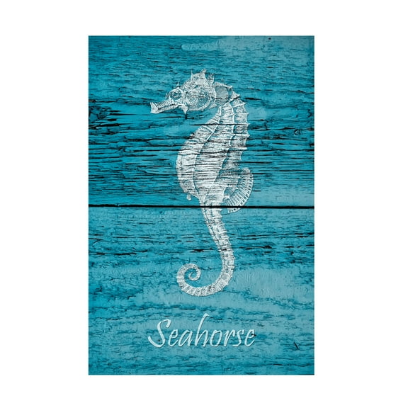 Cora Niele 'Seahorse on Blue Wood 1' Canvas Art