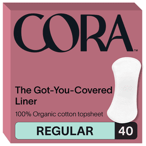 Cora 100% Organic Cotton Topsheet Regular Panty Liner, 40 Count