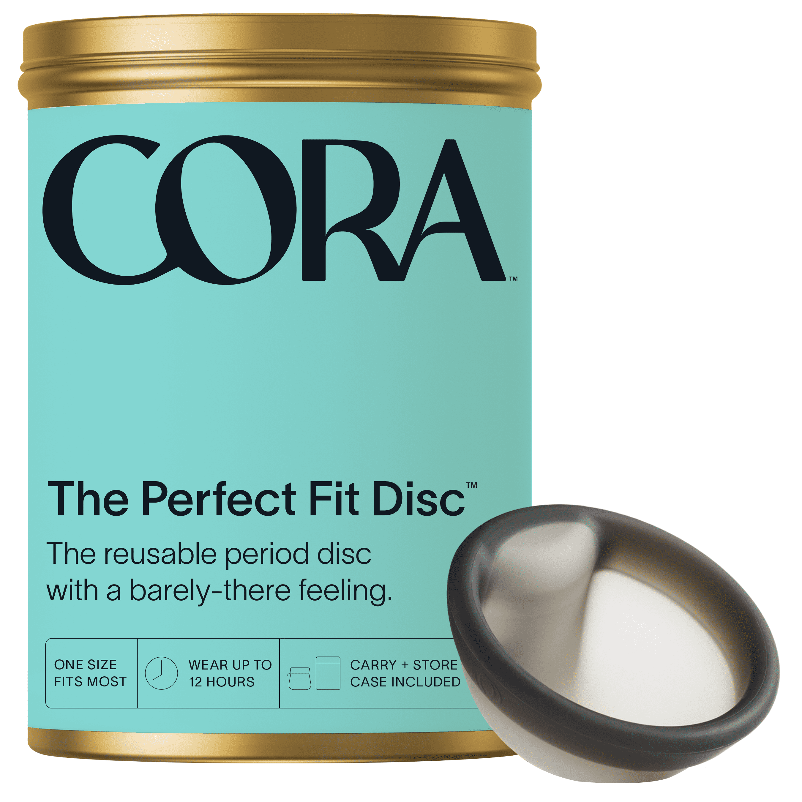 Cora Reusable Leak Protection Period Disc, Menstrual Cup Alternative, Light  or Heavy Flow 