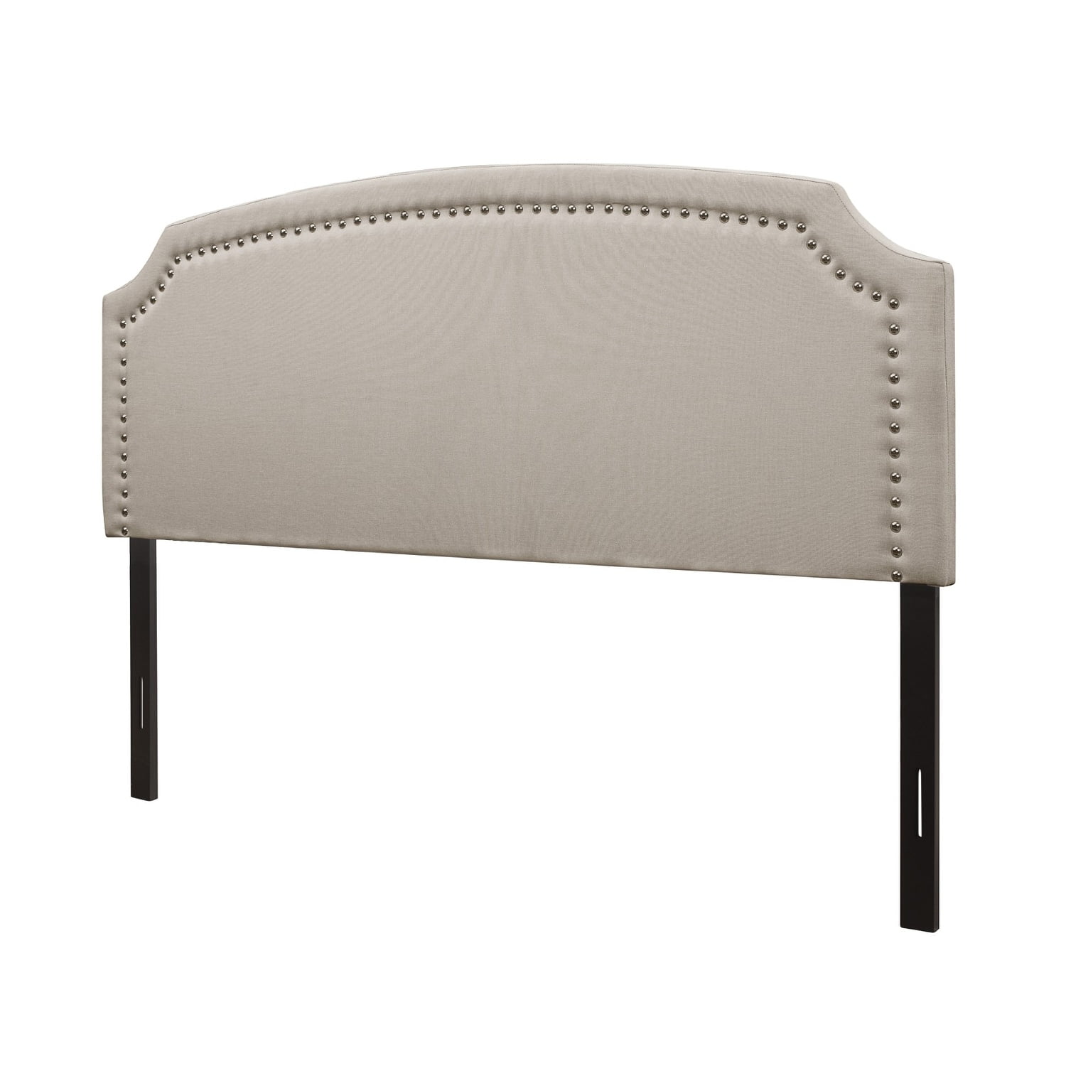 Cora Upholstered Clippedcorner Headboard w/ Nailhead Trim Warm Grey