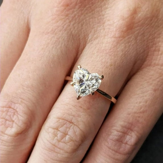 Cora jewellery 2CT Heart Shape Moissanite Hidden Halo Engagement Ring For Women, 14K Rose Gold