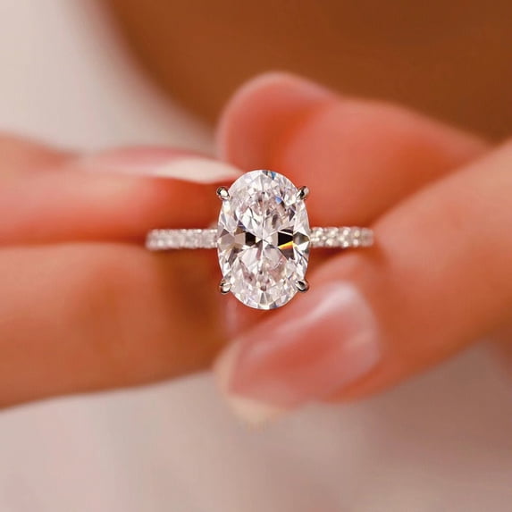 Cora jewellery 3CT Oval Moissanite Solitaire Engagement Ring For Women, 10K White Gold