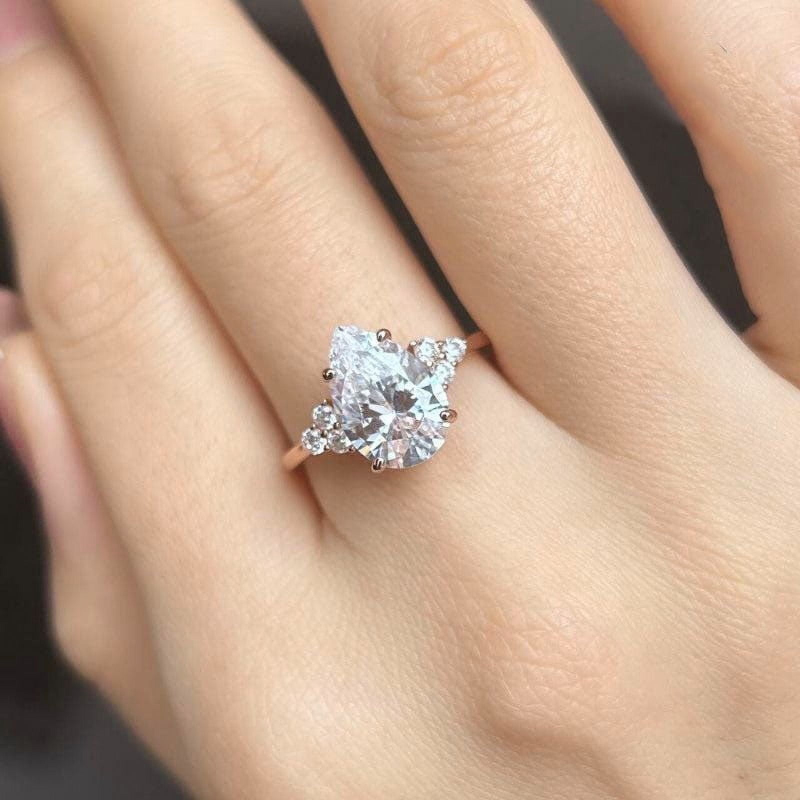 Cora jewellery 3CT Pear Cut Moissanite Engagement Ring For Women, 10K Yellow Gold
